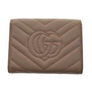 Gucci Beige Leather Marmont Pink Dusky Greige GG Wallet Tri